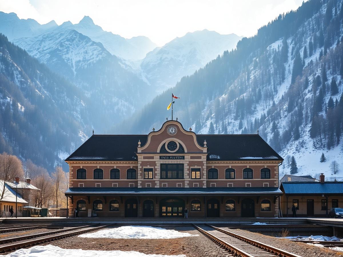 Estación Internacional de Canfranc en el Pirineo Aragonés